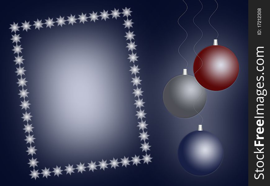 Background with christmas balls and frame with empty space for text. Background with christmas balls and frame with empty space for text