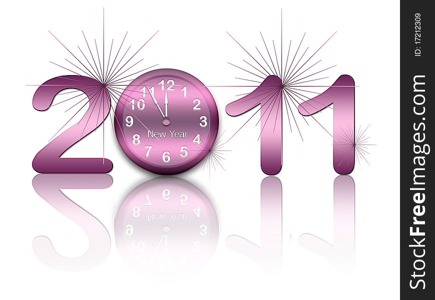 New year background with clock and figures 2011