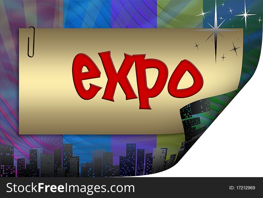 Expo in frame colorful background With drawing elements. Expo in frame colorful background With drawing elements