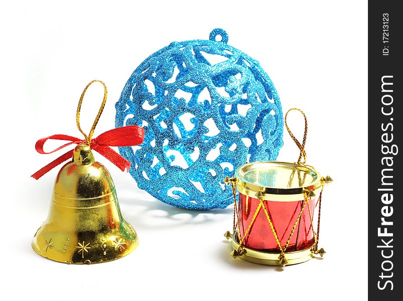 Blue Christmas ball bell with drums and bells