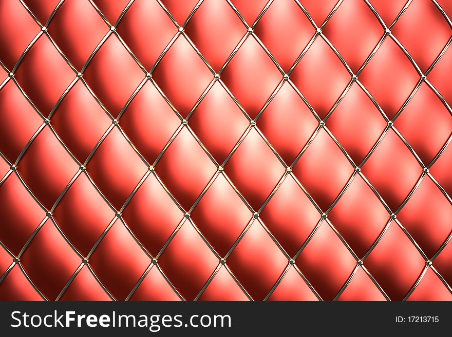Red genuine leather pattern background, 3d