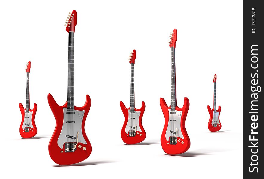 Red electric guitars concept background. My own design