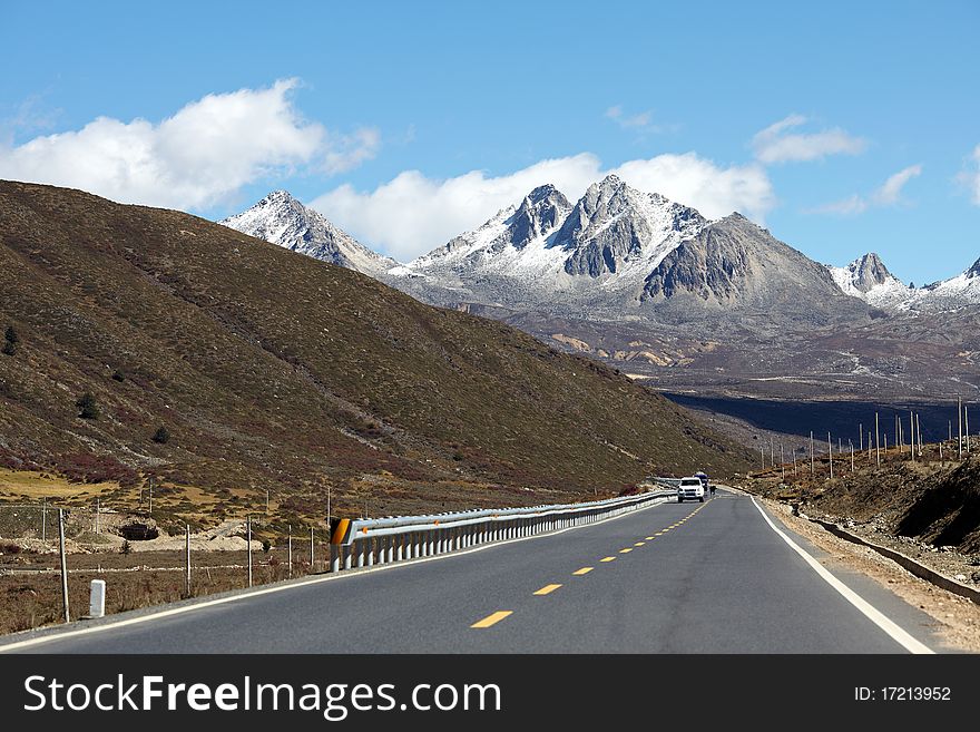 Road to mountains in west sichuan province of china