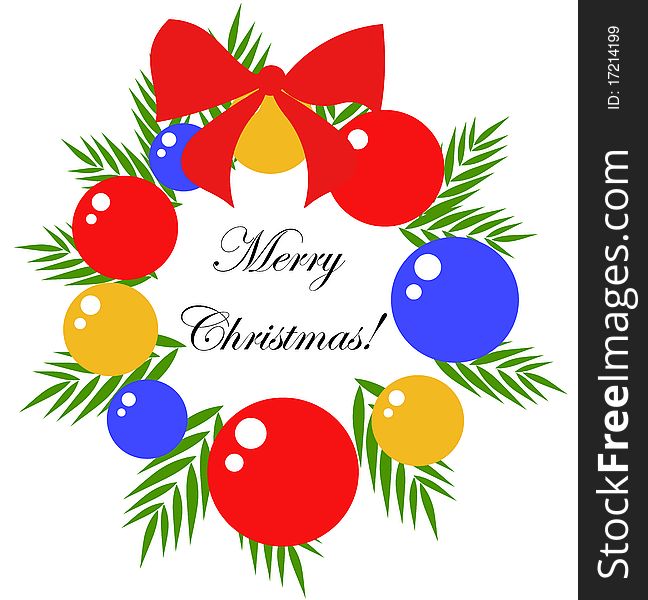 Colorful Christmas wreath with baubles. Vector illustration. Colorful Christmas wreath with baubles. Vector illustration