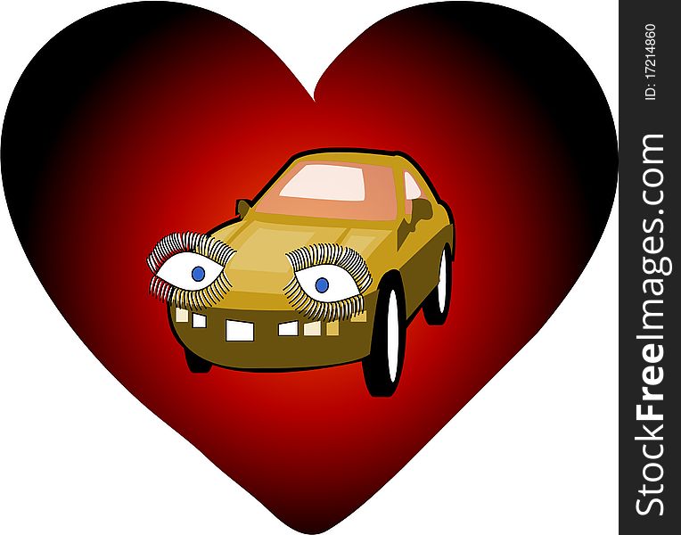 Yellow abstract car adn heart