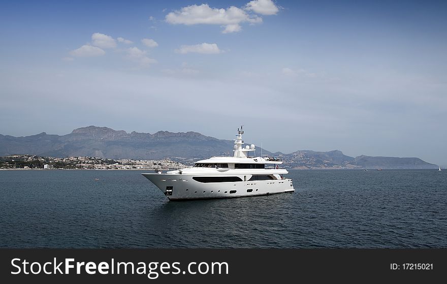 Luxury yacht anchored in Altea Bay. Luxury yacht anchored in Altea Bay