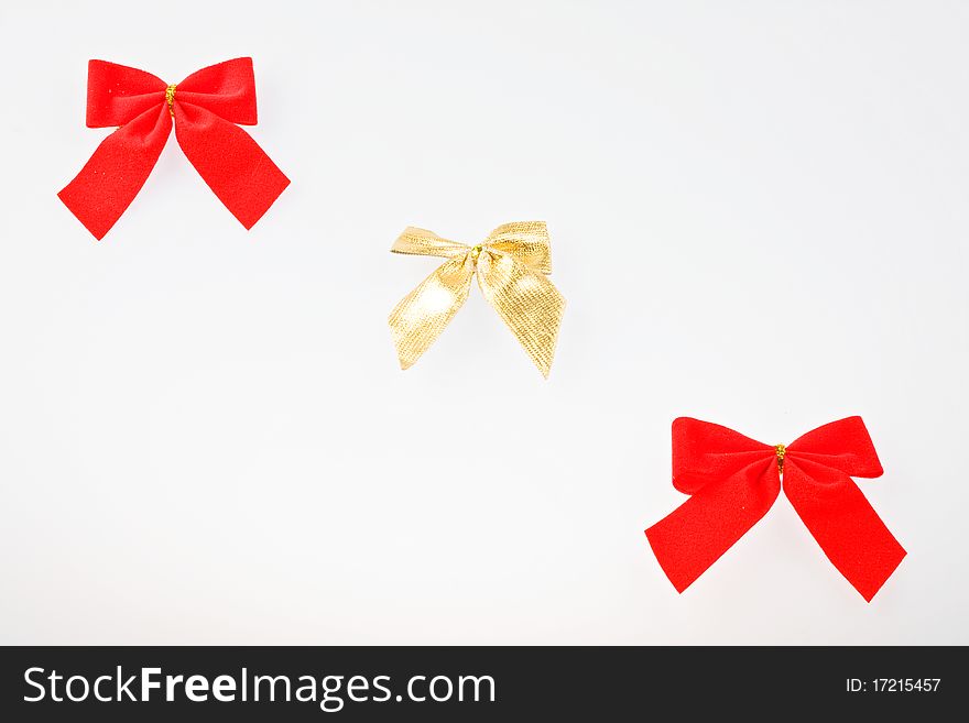 Christmas red bow on white background