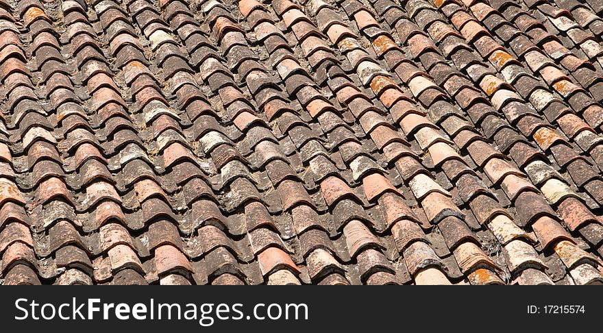 Fragment of very old tile roof