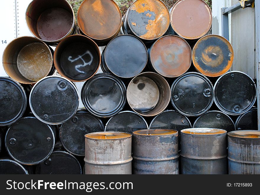 Steels drums awaiting refinishing in Seattle. Steels drums awaiting refinishing in Seattle.