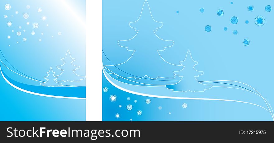 Vector image of the New Year, or a Christmas background with Christmas tree and snowflakes. Vector image of the New Year, or a Christmas background with Christmas tree and snowflakes.