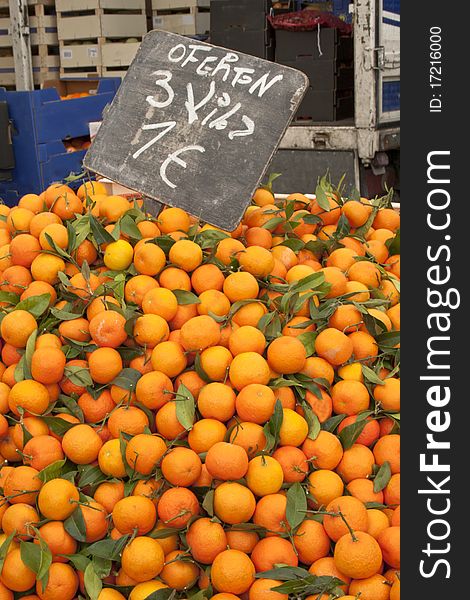Mandarins for sale in a market