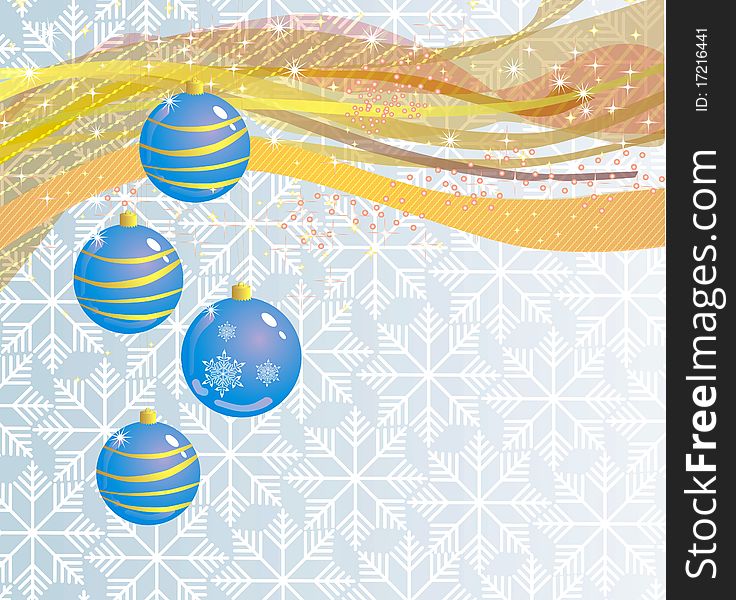 Background with bauble and snow star. Background with bauble and snow star