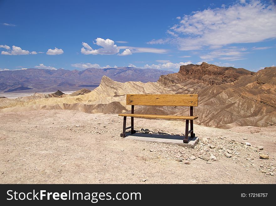 Bench on Zabriskie Point, Death Valley National Park. Bench on Zabriskie Point, Death Valley National Park