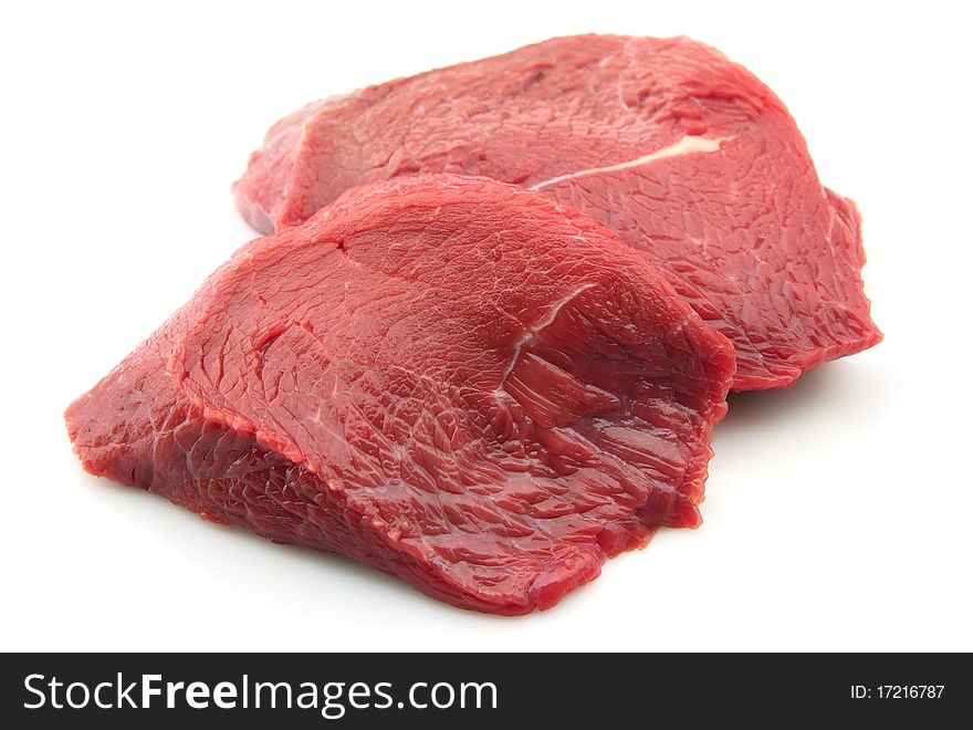 Crude meat on a white background