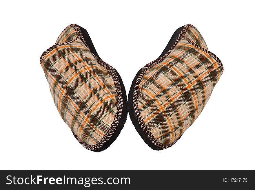 Slippers fabric in a cage on the isolated background