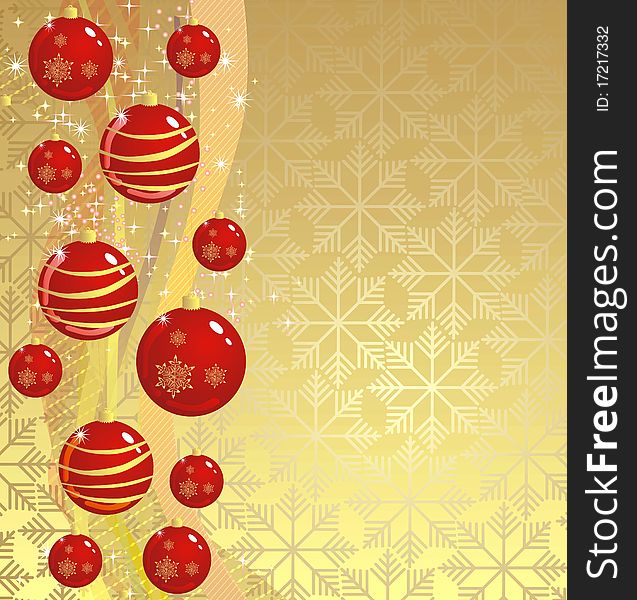 Christmas background with red bauble