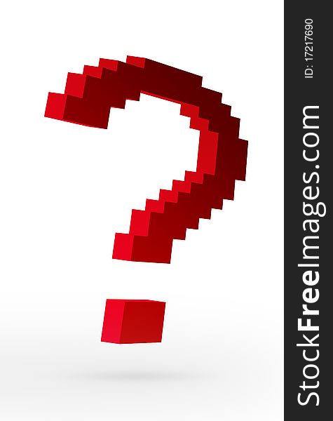 Red bricks forming a question mark over white background