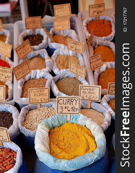 Spices and herbs in the market