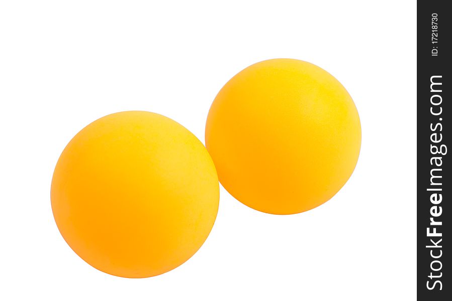 Table tennis balls on a white background