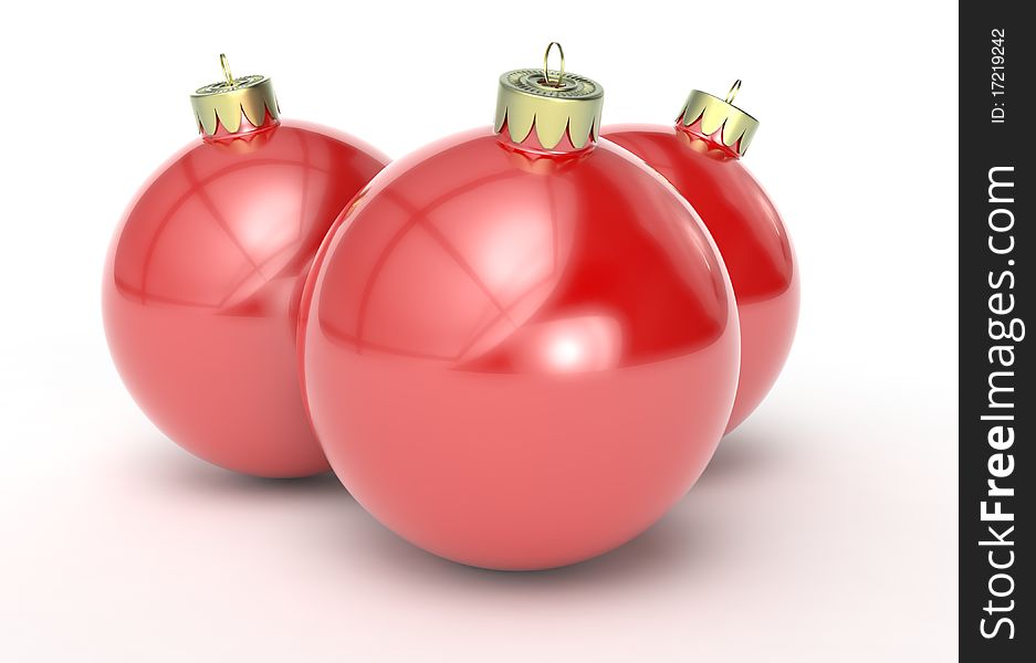 Christmas balls in red isolated against a white background. Christmas balls in red isolated against a white background.