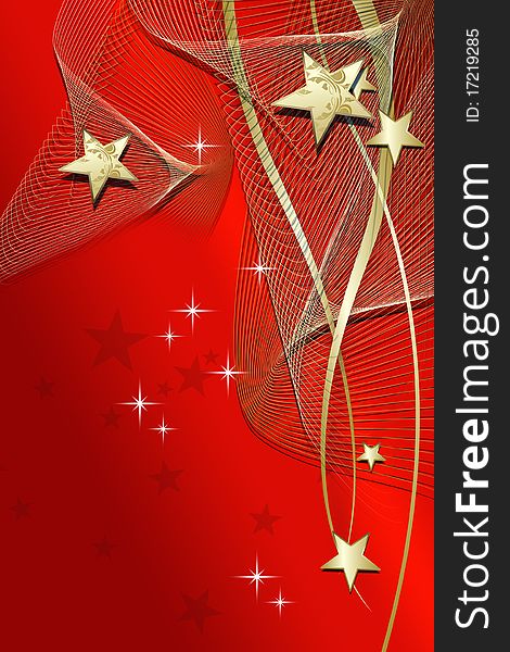 Red Christmas background with  Stars