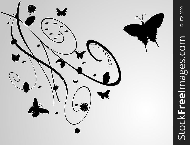 Abstract flowers and butterfly
