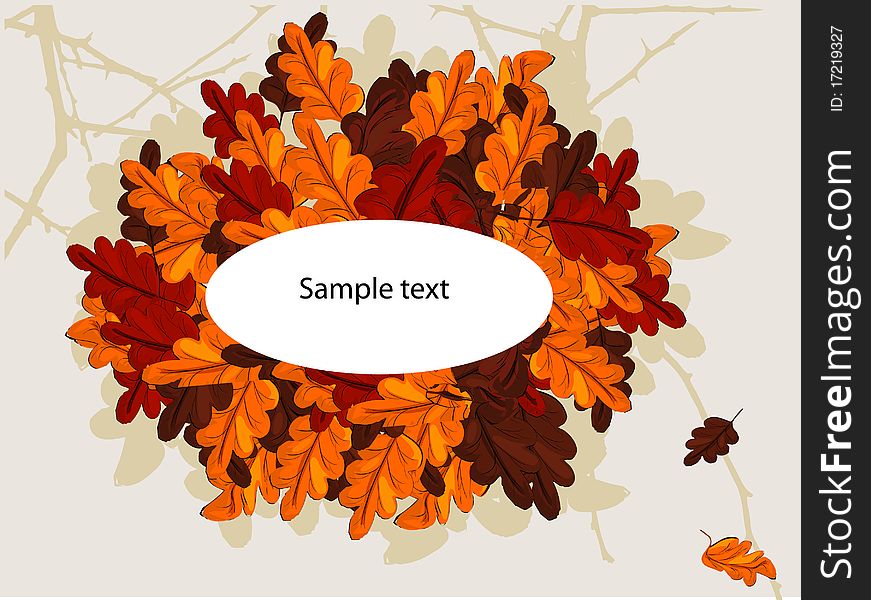 Autumn orange oak leaves background