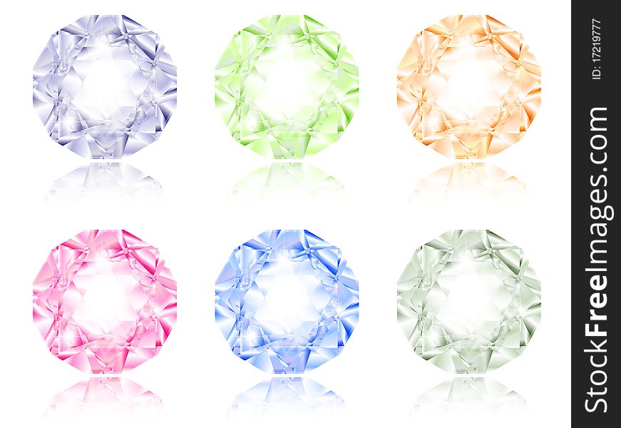 Illustration of multicolored diamond set