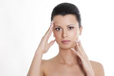 Brunette With Natural Make Up And Manicure Stock Image Brunette With Natural Make Up And Manicure Stock Image