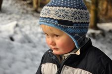 Boy Standing In Snowy Forest Royalty Free Stock Images Boy Standing In Snowy Forest Royalty Free Stock Images