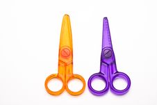 Colourful Plastic Scissors Royalty Free Stock Images