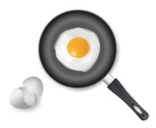 Fried Egg On Frying Pan. Royalty Free Stock Photography Fried Egg On Frying Pan. Royalty Free Stock Photography