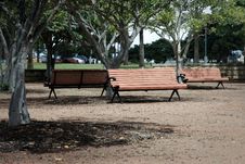 Three Park Bench Seats In Outdoors Park Royalty Free Stock Images Three Park Bench Seats In Outdoors Park Royalty Free Stock Images