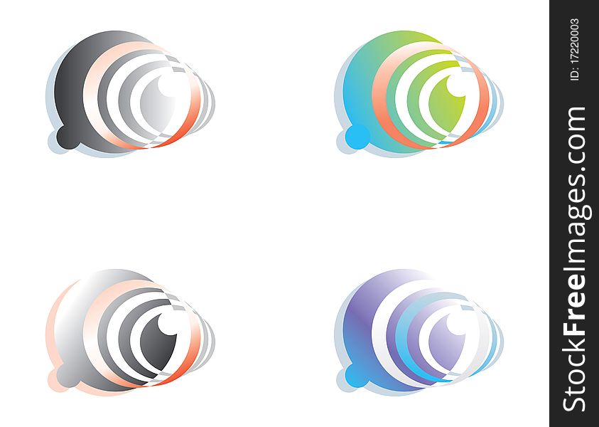 Abstract symbol on the basis of a circle. Four variants of color. Abstract symbol on the basis of a circle. Four variants of color