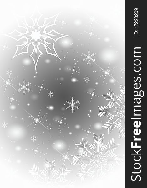 Abstract snowflakes background on gray