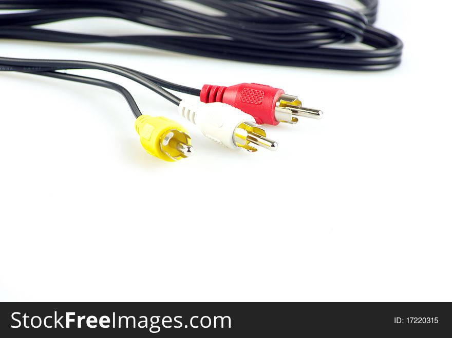 Audio visual cables isolated on white. Audio visual cables isolated on white