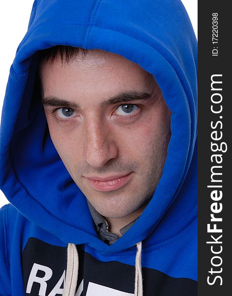 Male In Blue Hooded Top