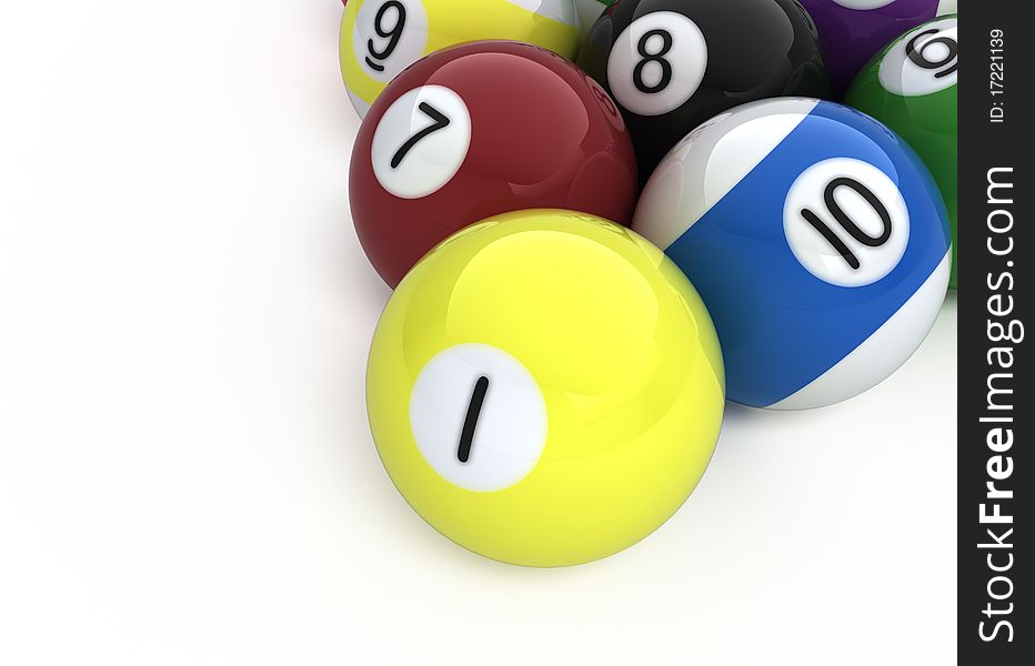 Billiard balls isolated on white