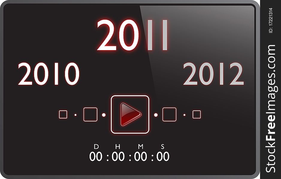 Multimedial screen about new year date. Multimedial screen about new year date