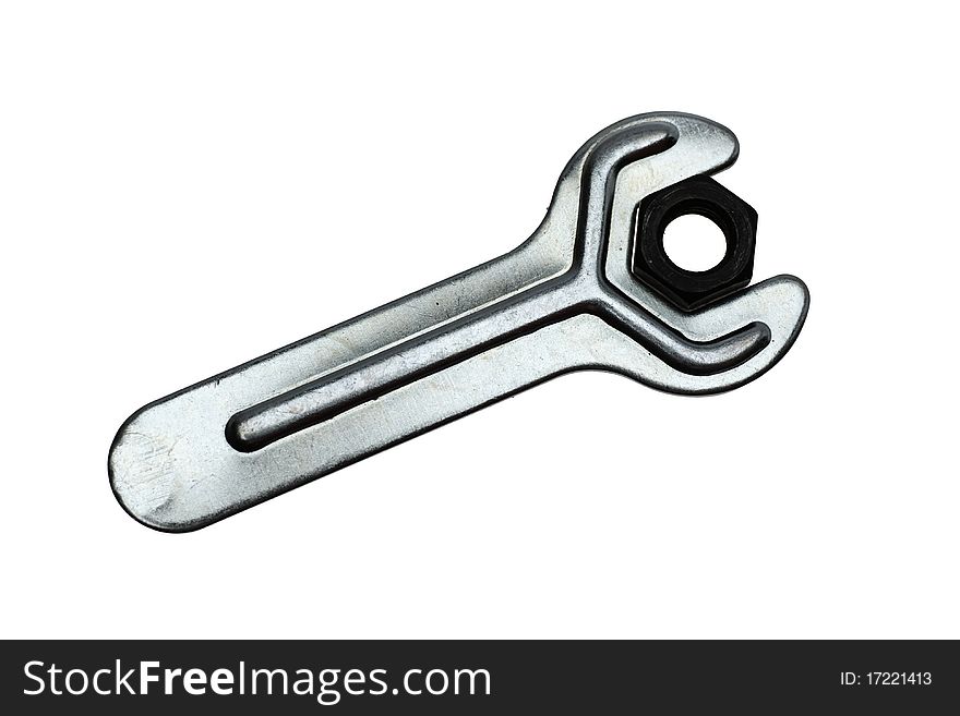 Wrench and nut. isolated on white background