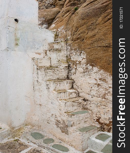 Old Ruined Stone Staircase Of The Greek Islands