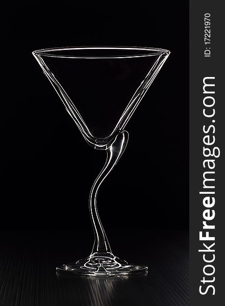 Glass in white line in the black background. Glass in white line in the black background