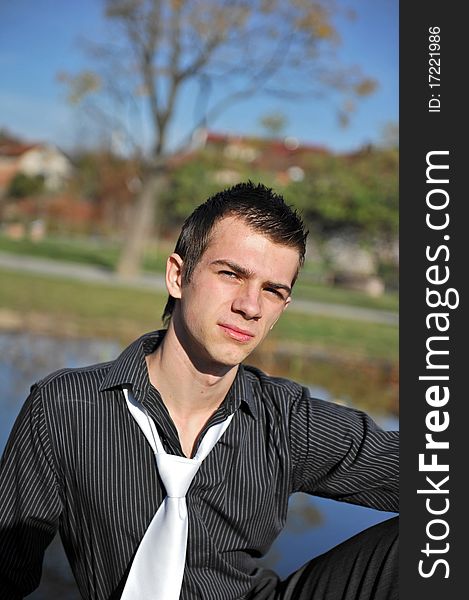 Portrait of an attractive man in the park. Portrait of an attractive man in the park