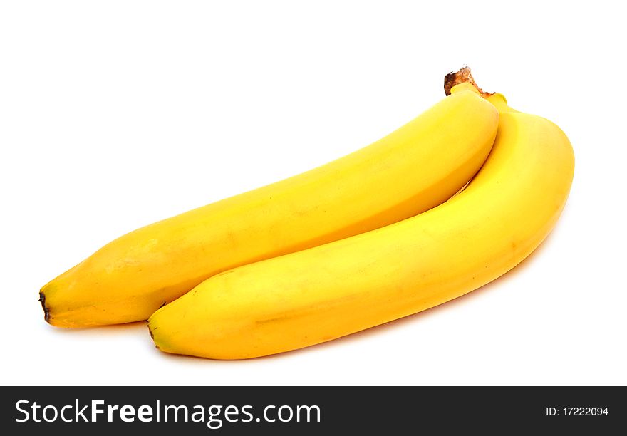 Two mature bananas, on white background