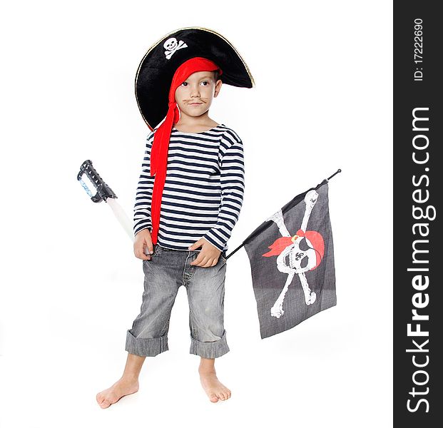 Portrait Of Young Boy Dressed As Pirate