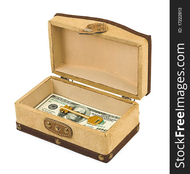 Money and key in box