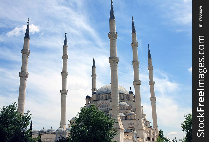 Exterior of Sabanci Central Mosque in Adana, Turkey. Exterior of Sabanci Central Mosque in Adana, Turkey