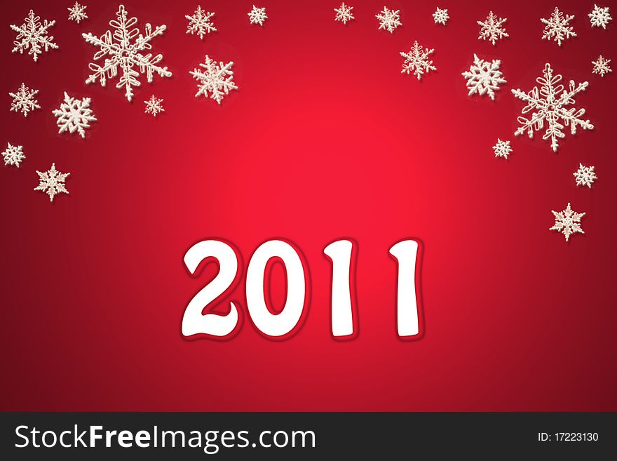 Red new year background with snowflakes
