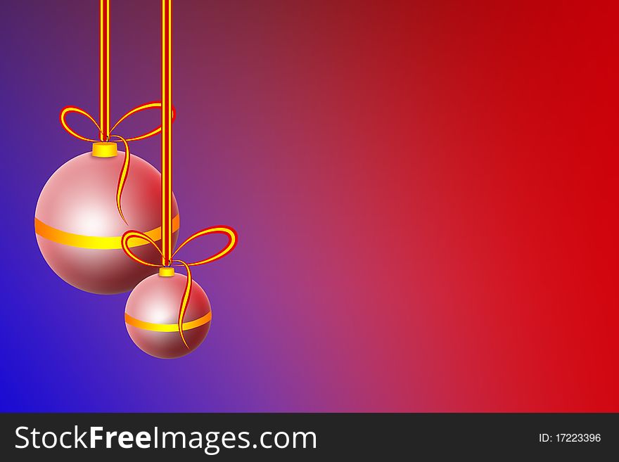 Red christmas balls on a colored backround