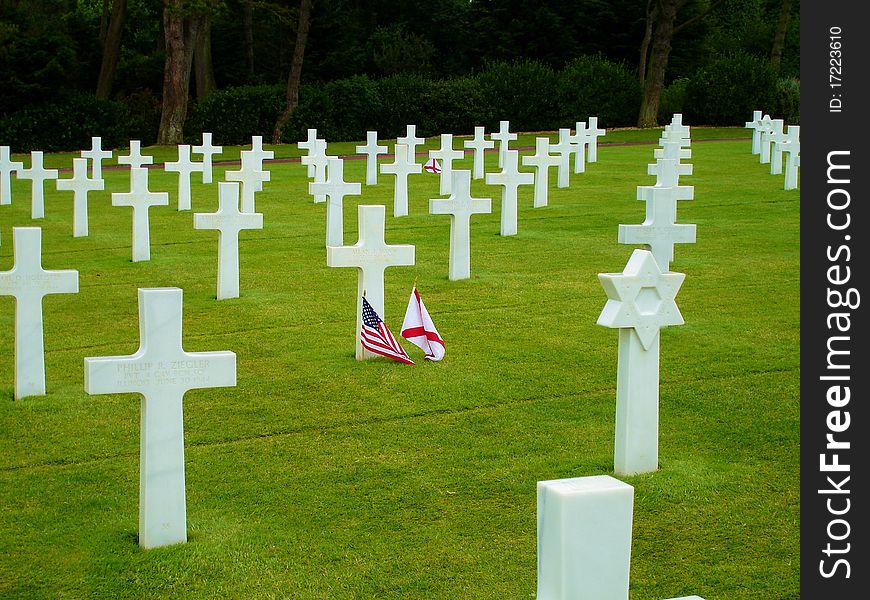 Some of the crosses of the Omaha beach cemetery in Normandy, France. Some of the crosses of the Omaha beach cemetery in Normandy, France